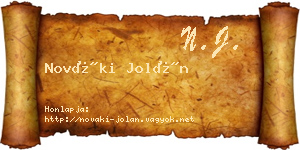 Nováki Jolán névjegykártya