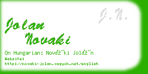 jolan novaki business card